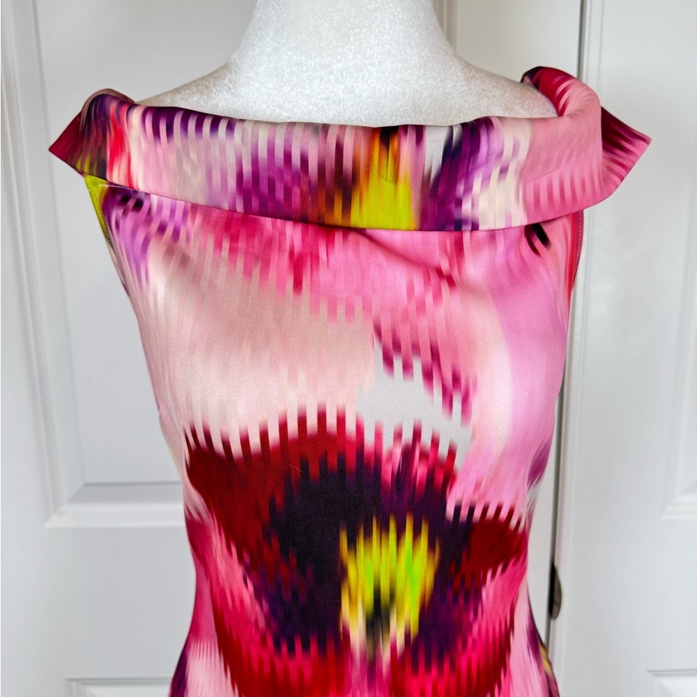 Ted Baker Mida Bardot Floral Sheath size 2 Off Shoulder Pink Fits Size 6 Wedding - Picture 4 of 10